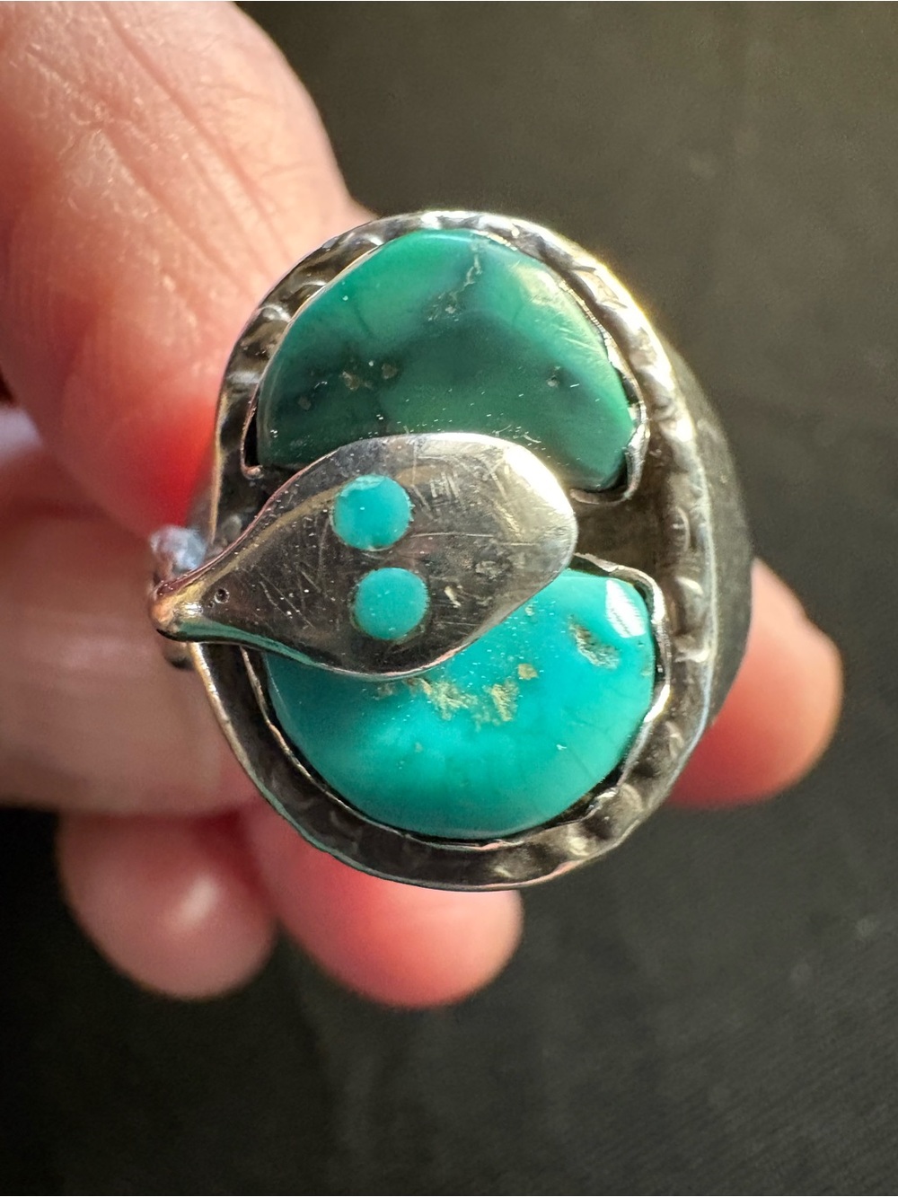 Zuni Turquoise /Sterling Silver Ring stamped EFFIE C